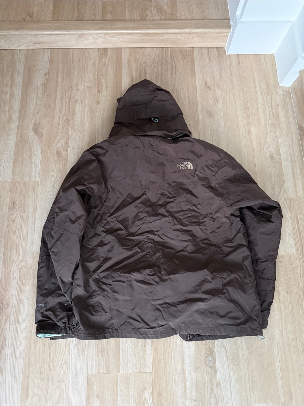 The North Face Brown Hooded Raincoat with Mint Lining - Picture 6 of 6